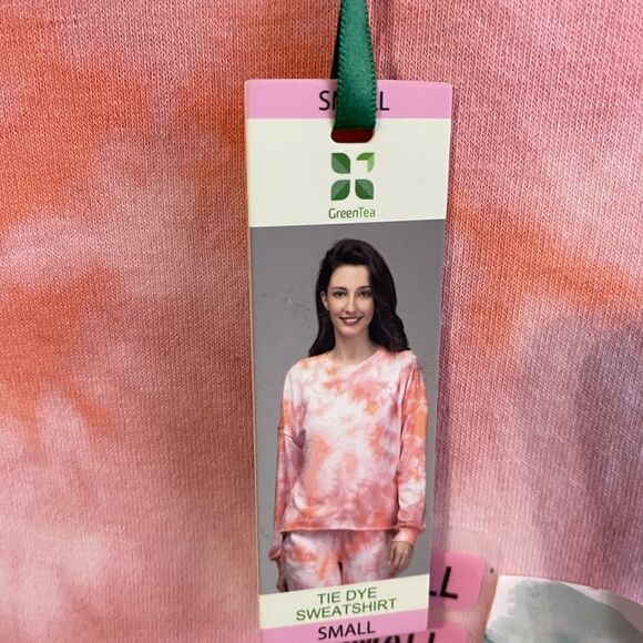 Green Tea Tie Dye Lightweight Sweatshirt Sm - Picture 4 of 5